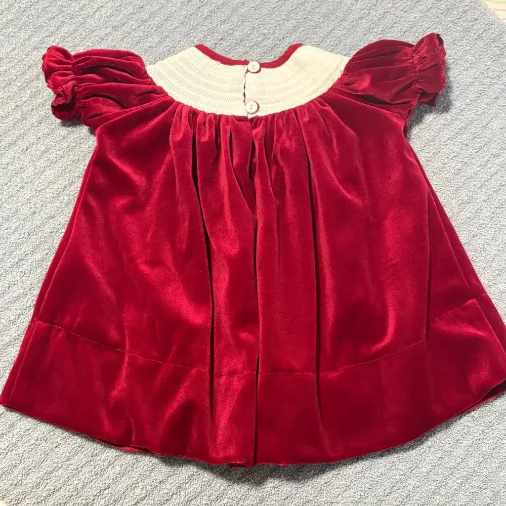 Vintage/Lil Cactus/Smoked Dress/Red/3-6 months/ Christmas Raindeer